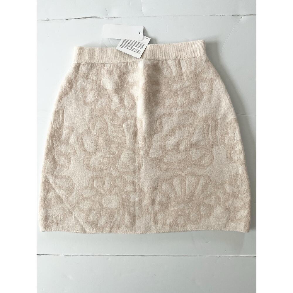 Marimekko X Uniqlo Skirt Womens S Off White Lambswool Floral Mini Stretch Winter